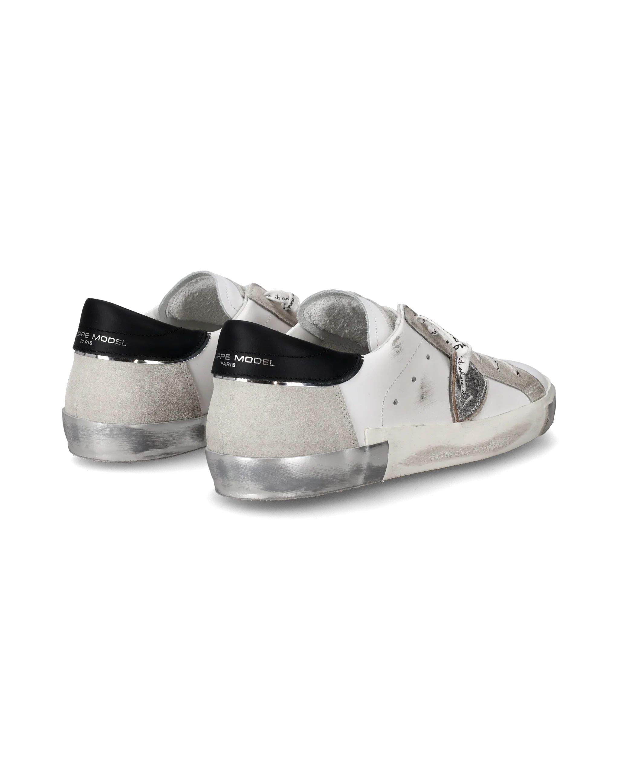Men's Prsx Low-Top Sneakers in Leather, Silver White - Image 3