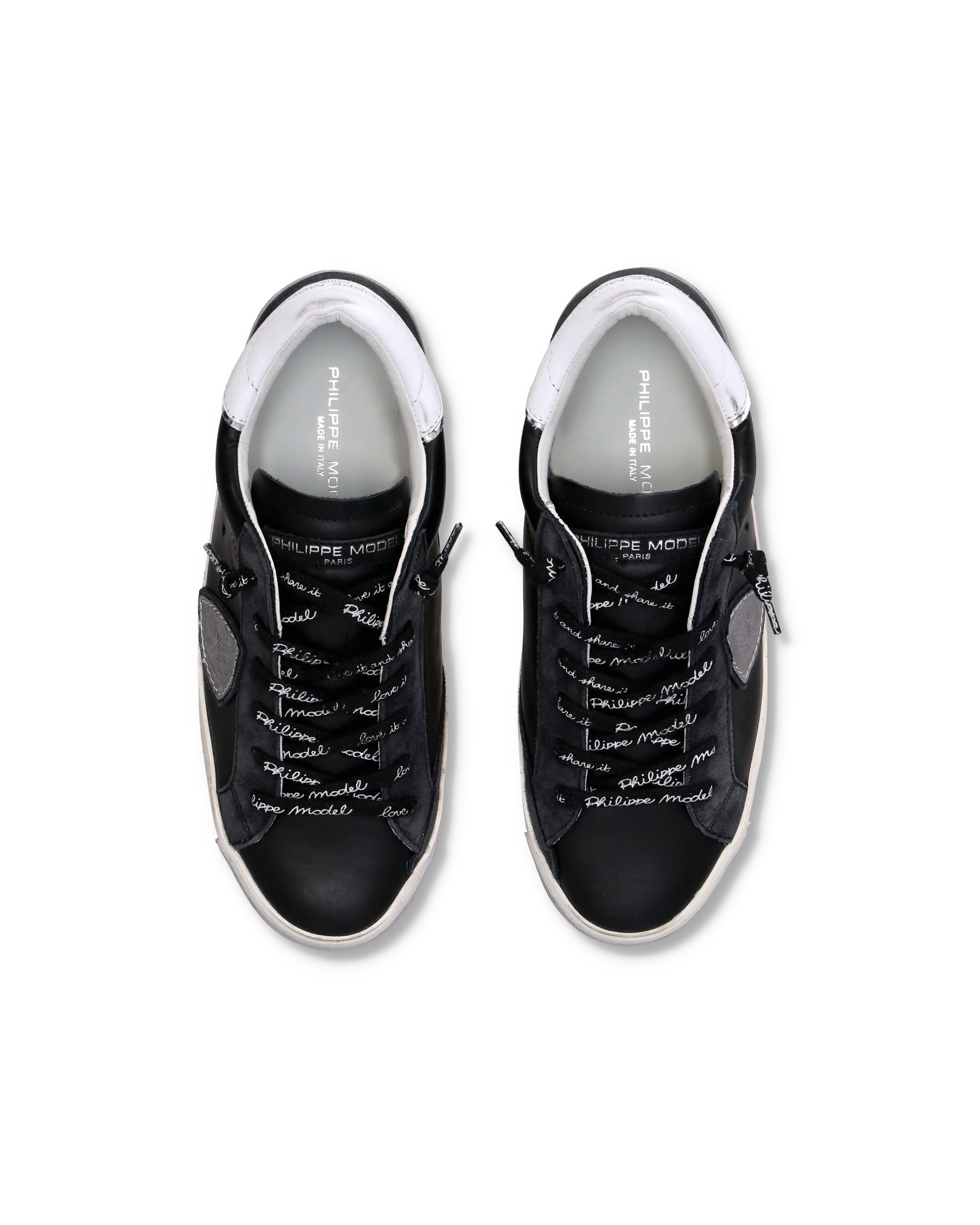 Women's Prsx Low-Top Sneakers in Leather, Black Silver - Image 4