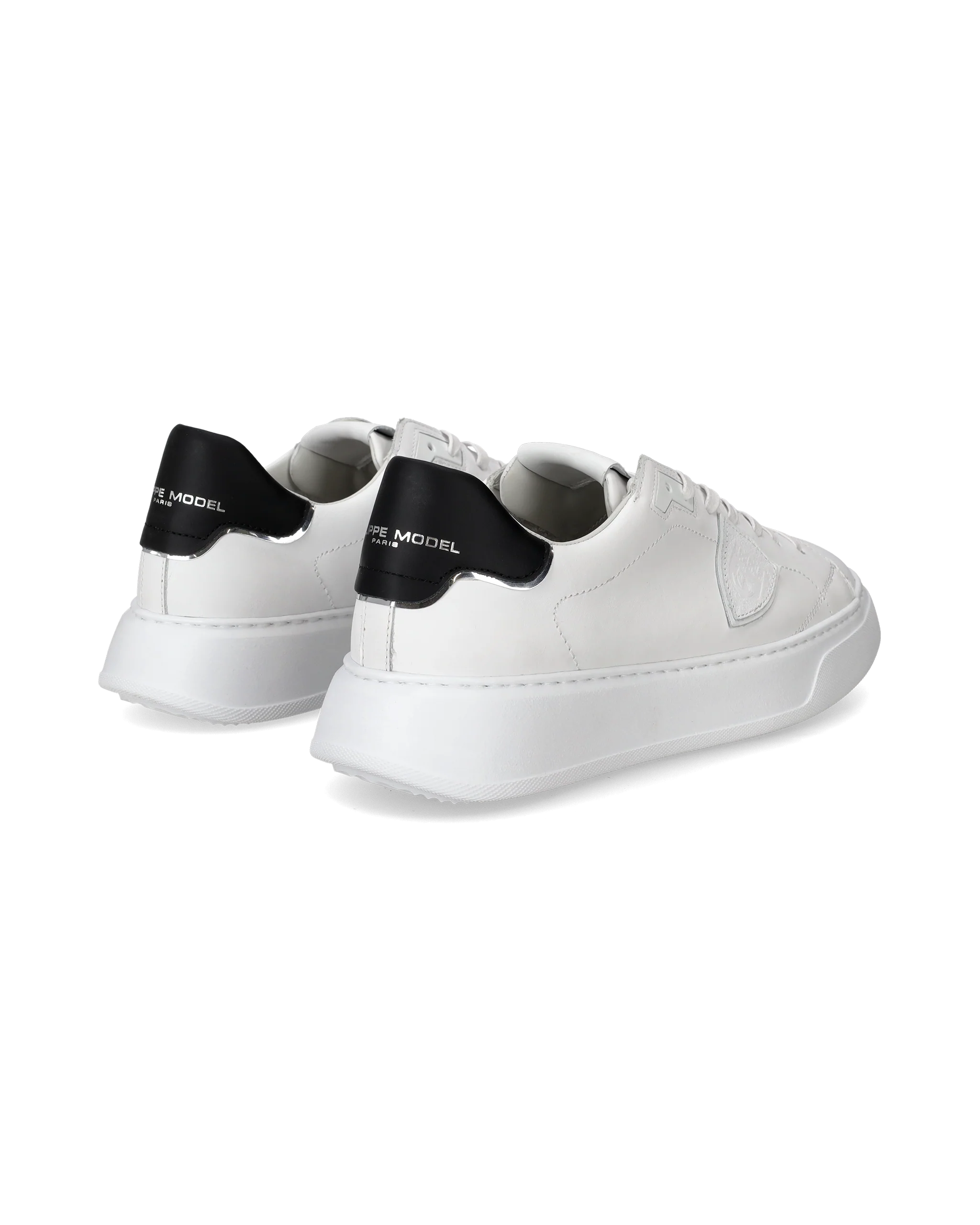 Men's Temple Low-Top Sneakers in Leather, White Black - Image 3