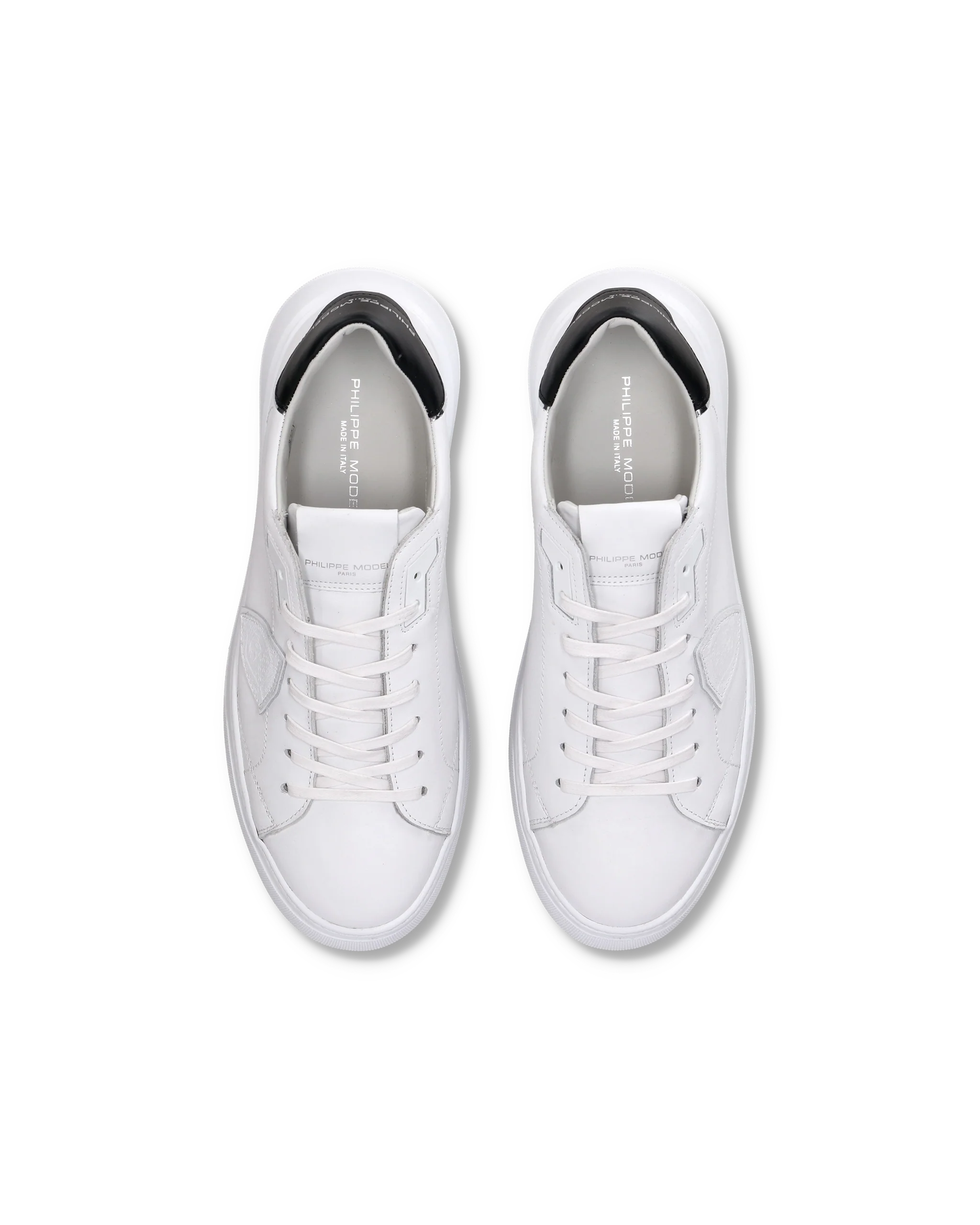 Men's Temple Low-Top Sneakers in Leather, White Black - Image 4