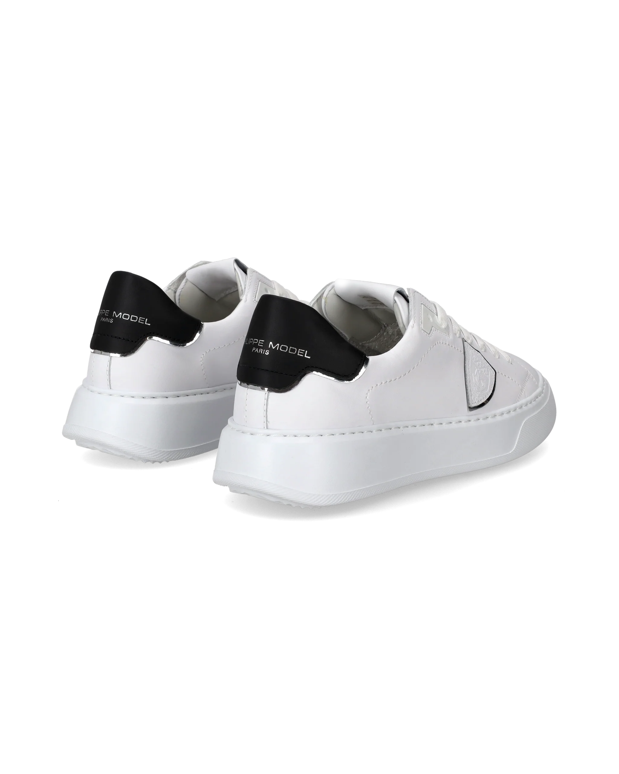 Women's Temple Low-Top Sneakers in Leather, White Black - Image 3