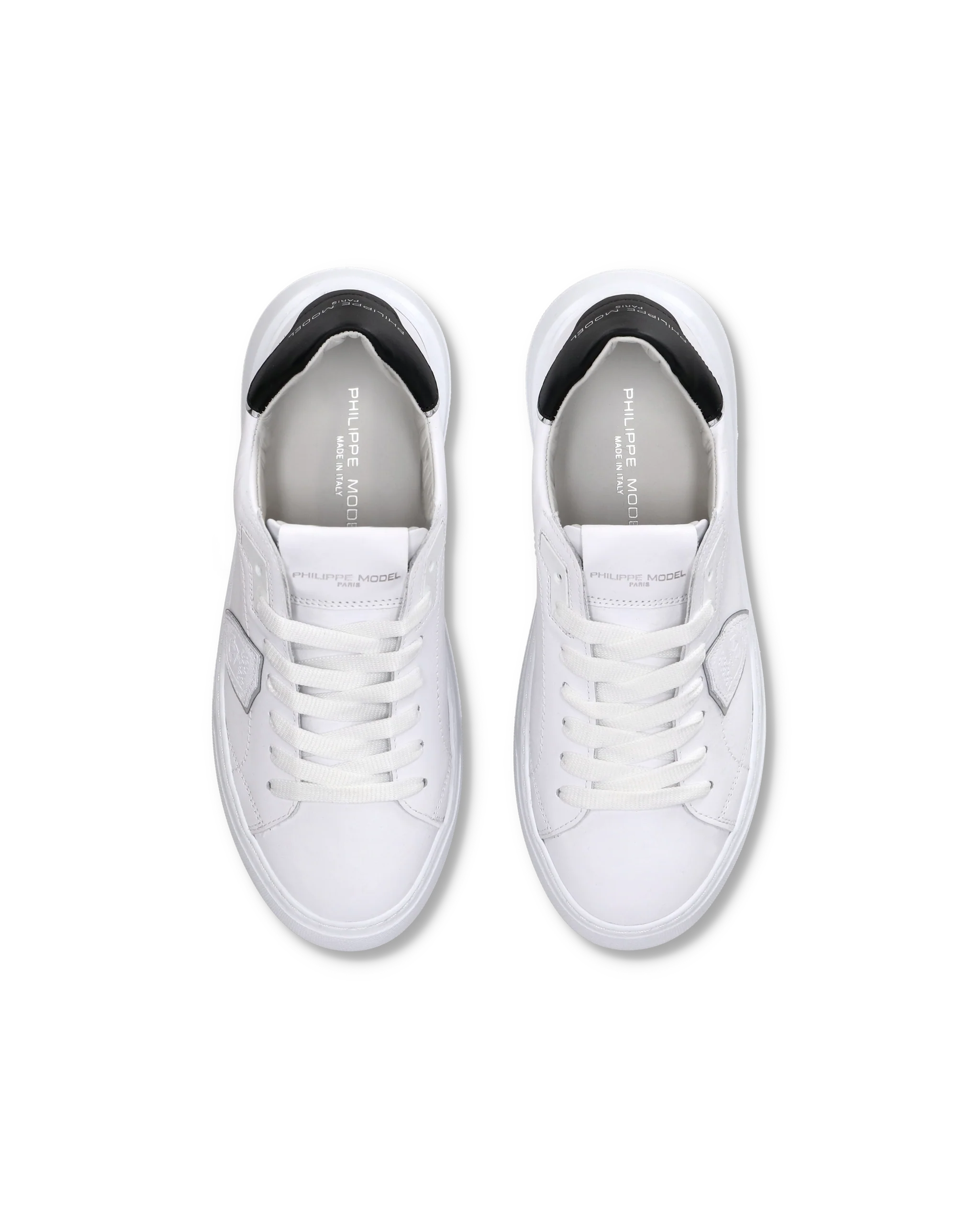 Women's Temple Low-Top Sneakers in Leather, White Black - Image 4