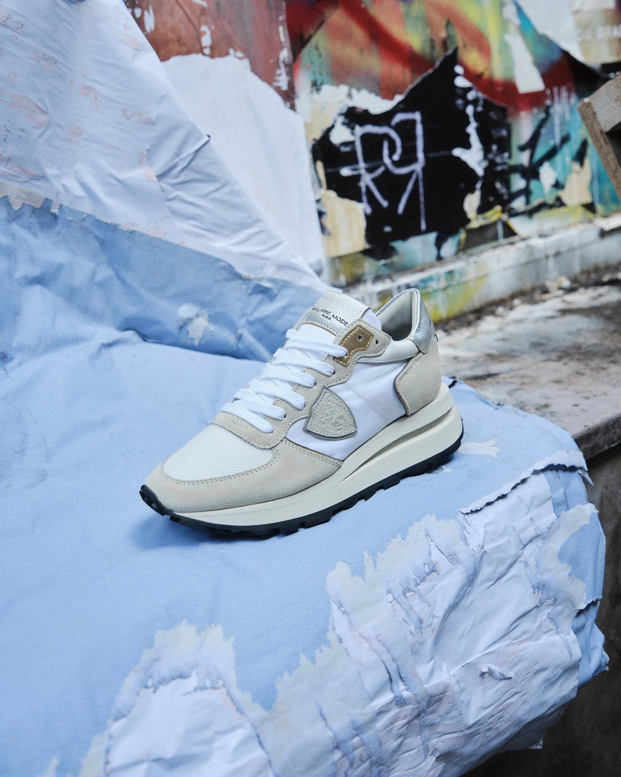 Sneakers Tropez Haute Women, White Silver - Image 6