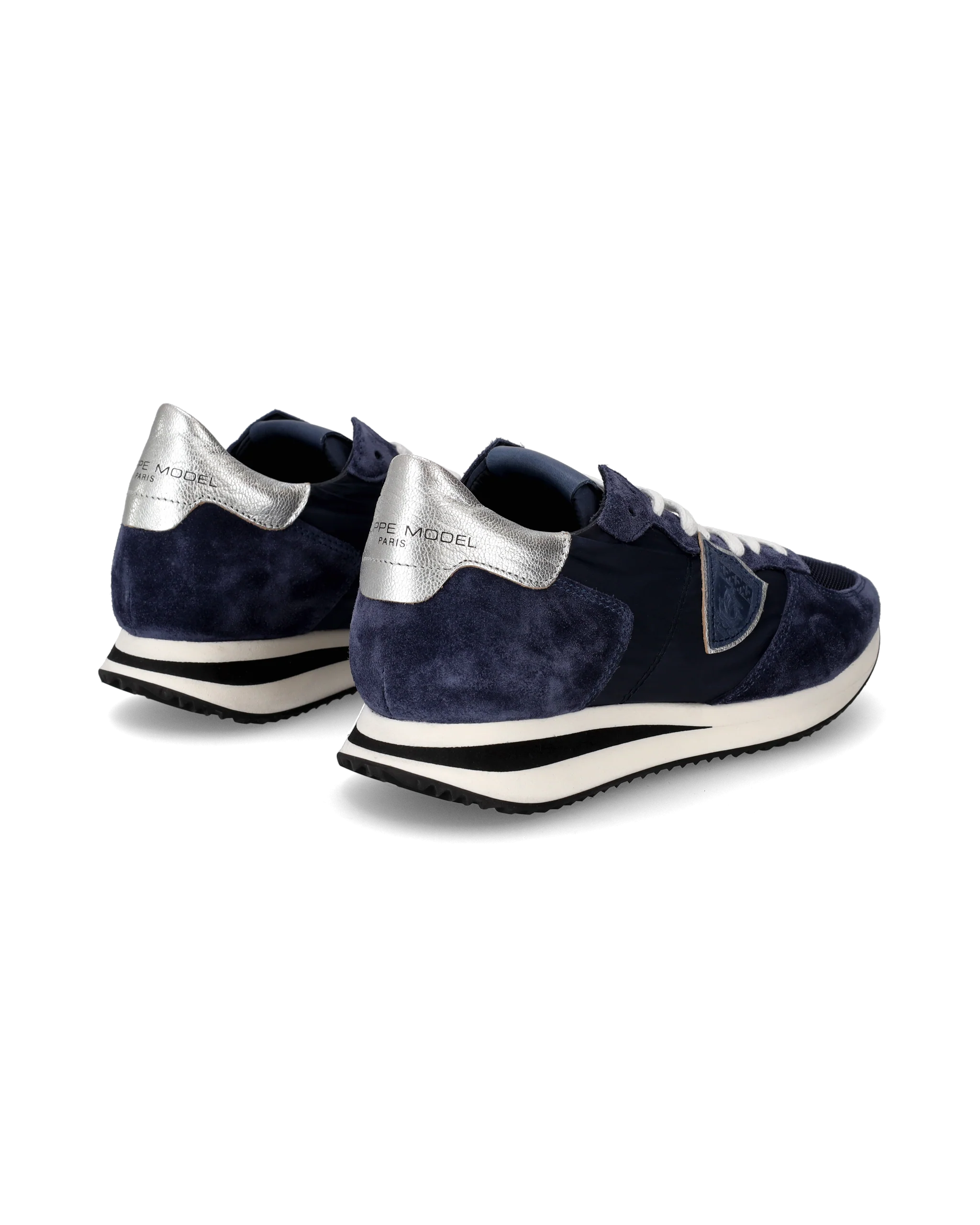 Women's Trpx Low-Top Sneakers in Leather, Blue Silver - Image 3
