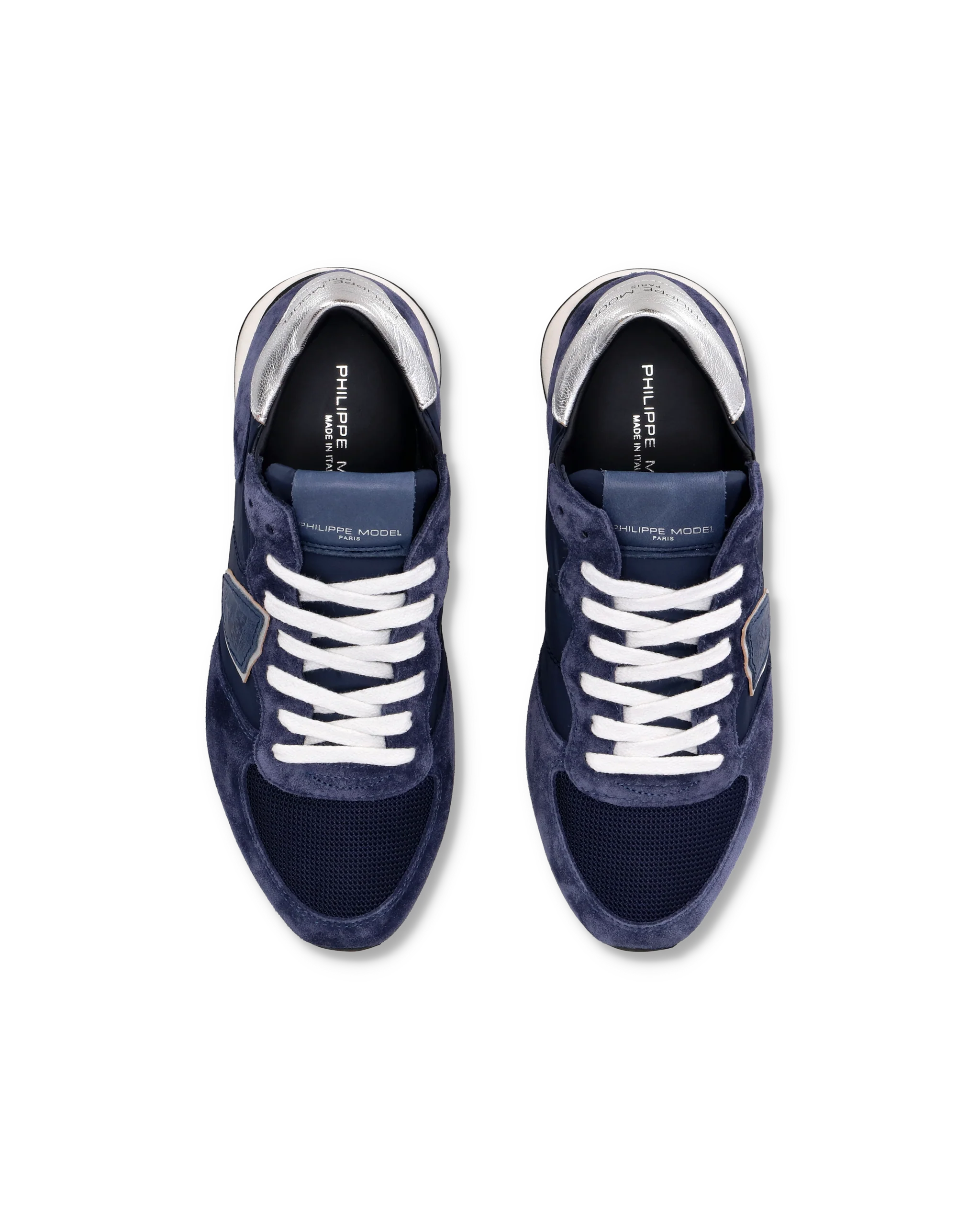 Women's Trpx Low-Top Sneakers in Leather, Blue Silver - Image 4