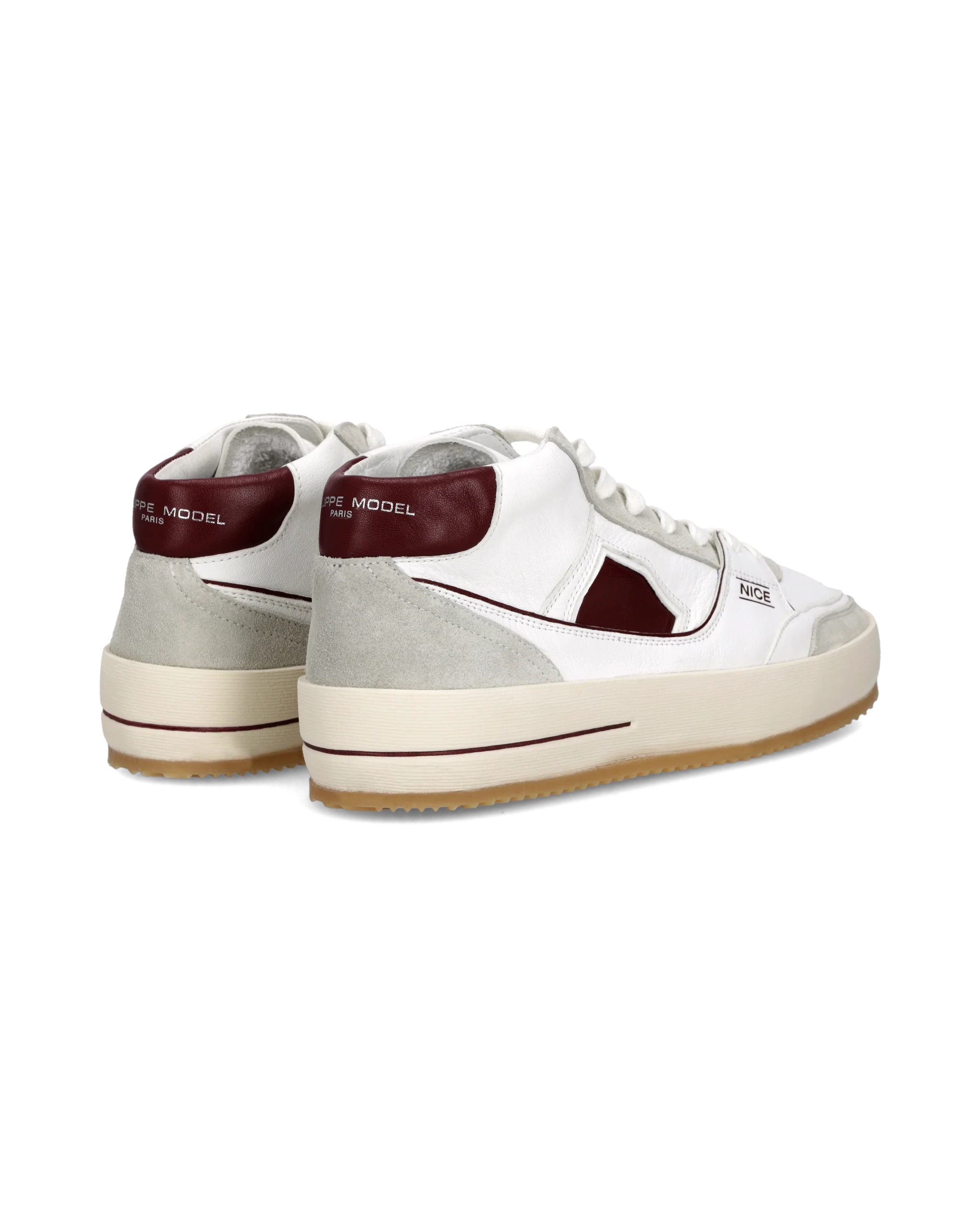 Sneakers Nice Tennis Men, White Burgundy - Image 3