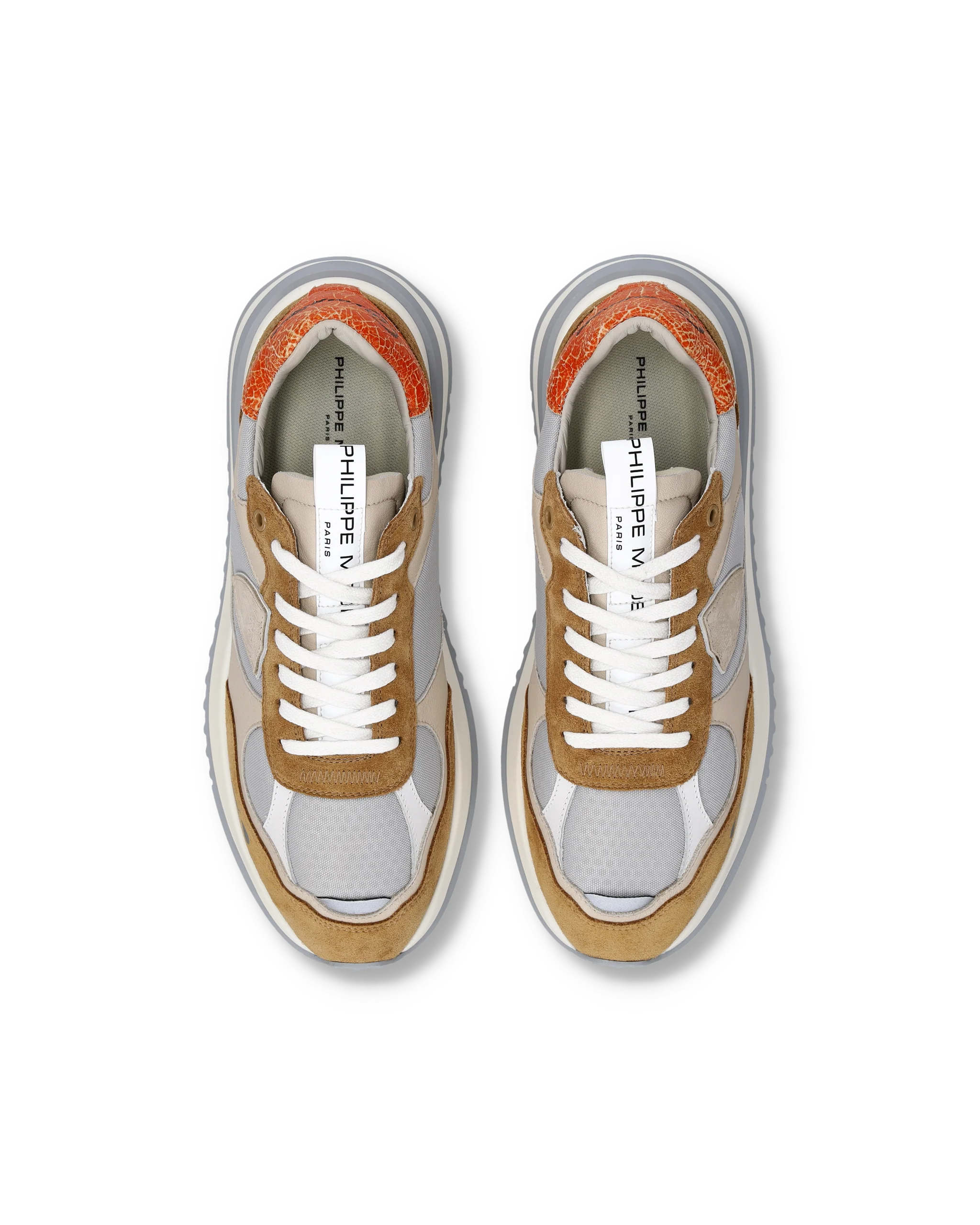 Sneakers Olympique Men, Beige Tobacco Orange - Image 4