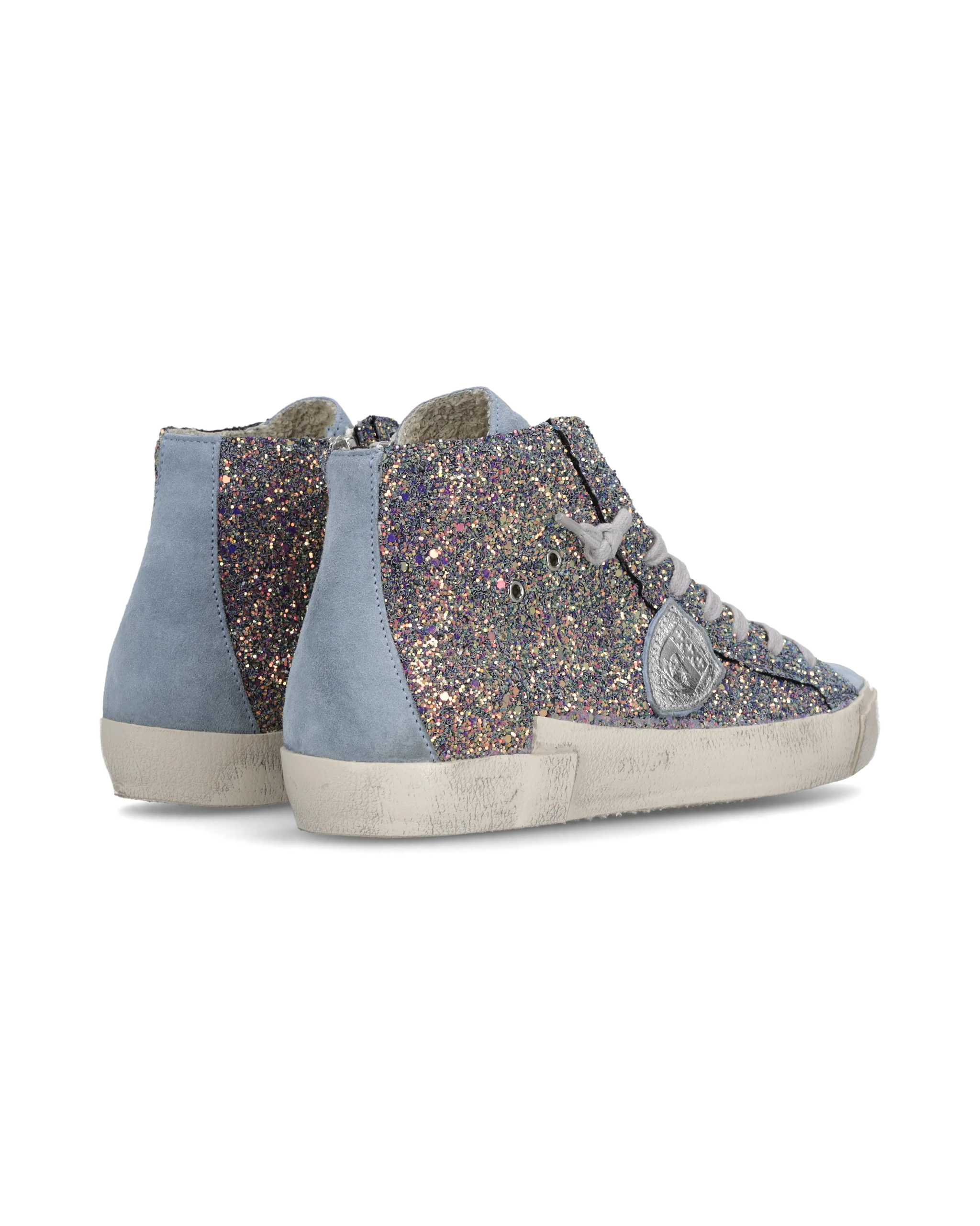 Sneakers Prsx Women with glitter upper, Light Blue Pink - Image 3