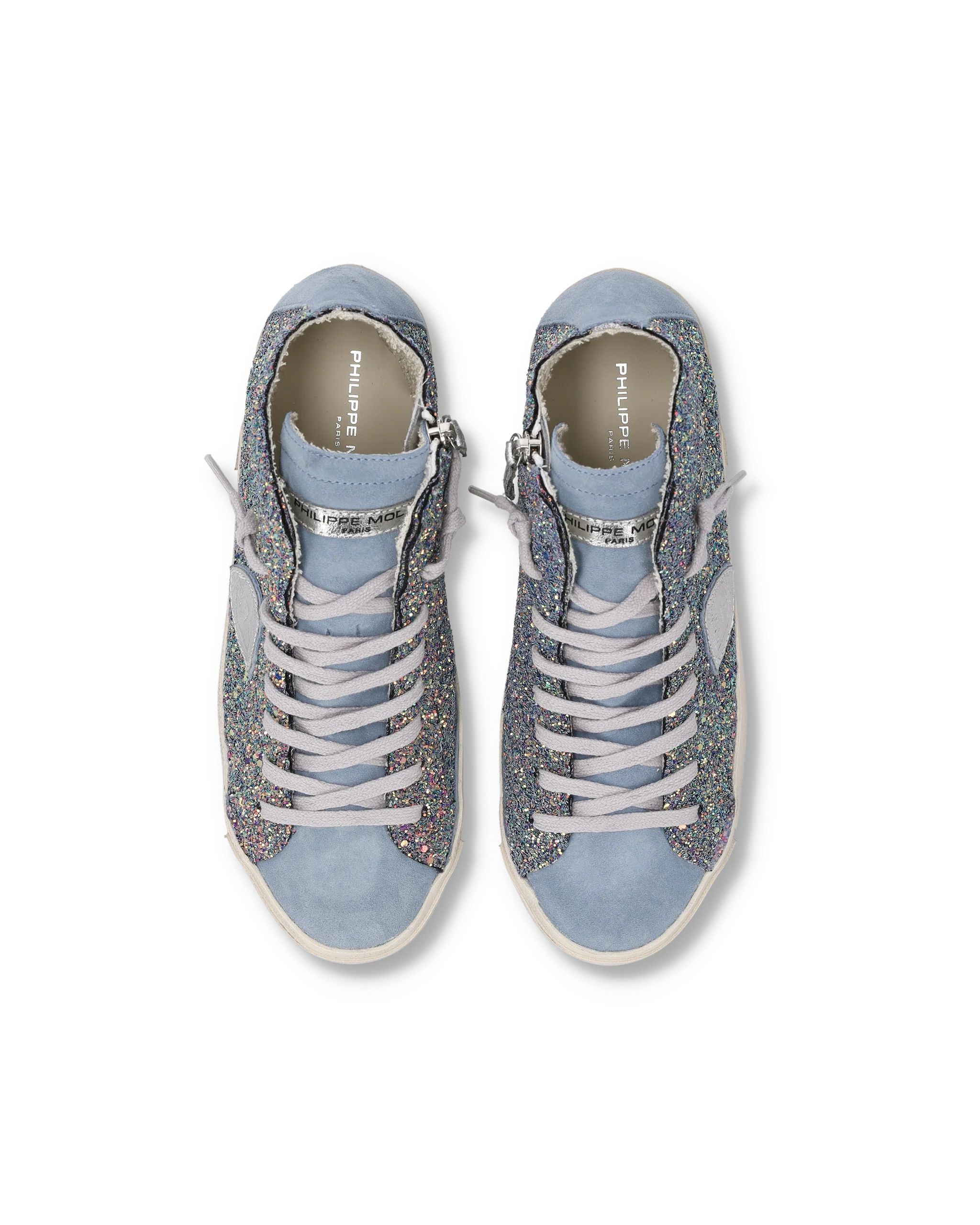 Sneakers Prsx Women with glitter upper, Light Blue Pink - Image 4