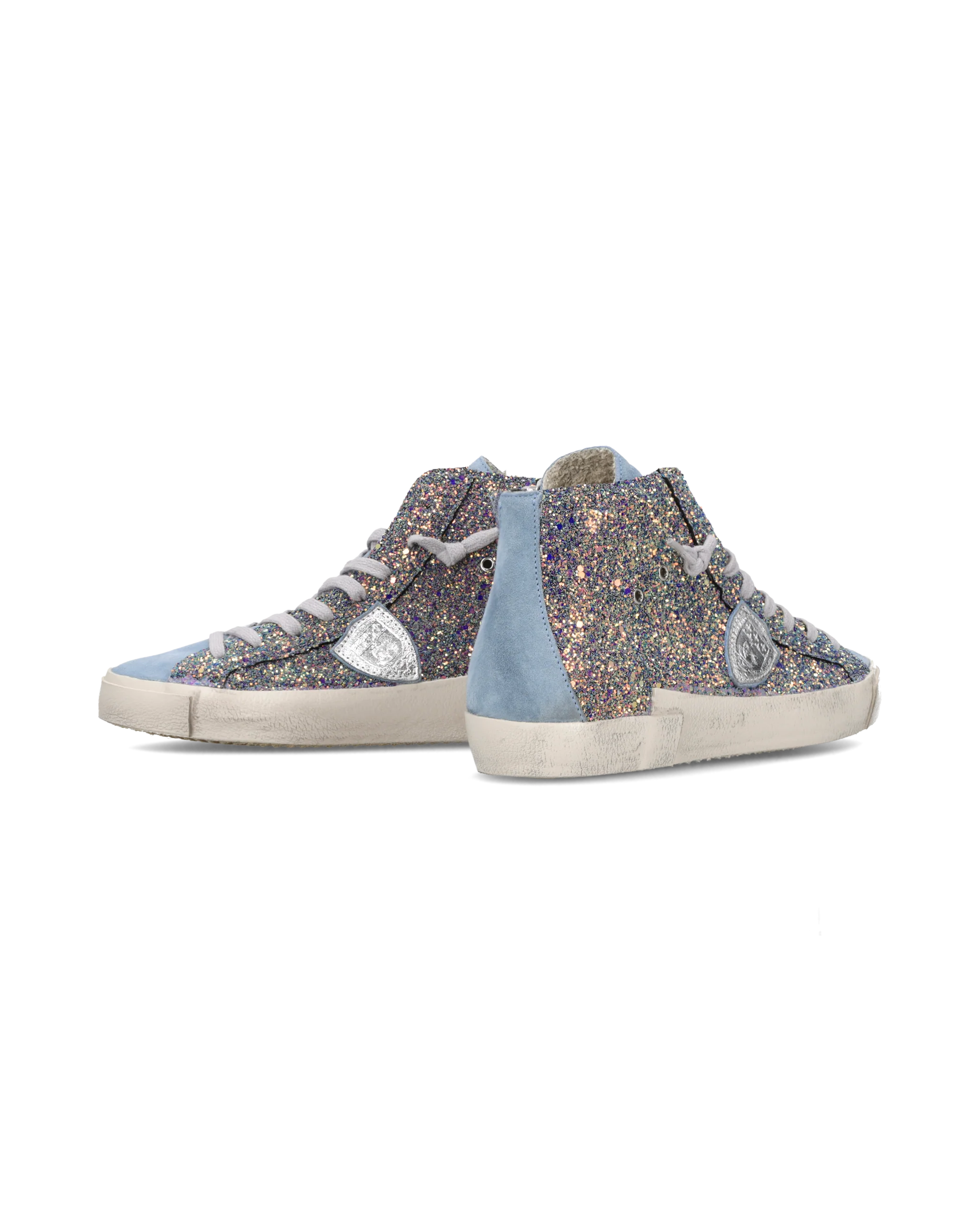 Sneakers Prsx Women with glitter upper, Light Blue Pink - Image 6