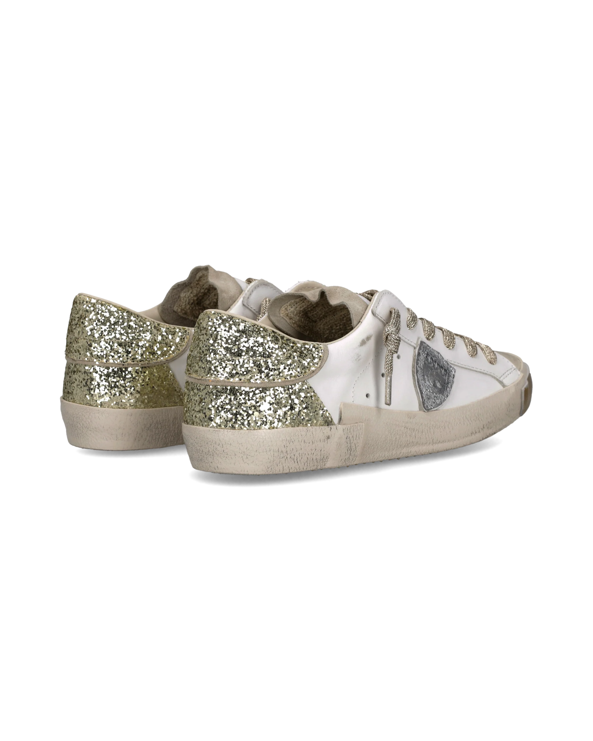 Sneakers Prsx Women with Glitter heel tab, White Gold - Image 3