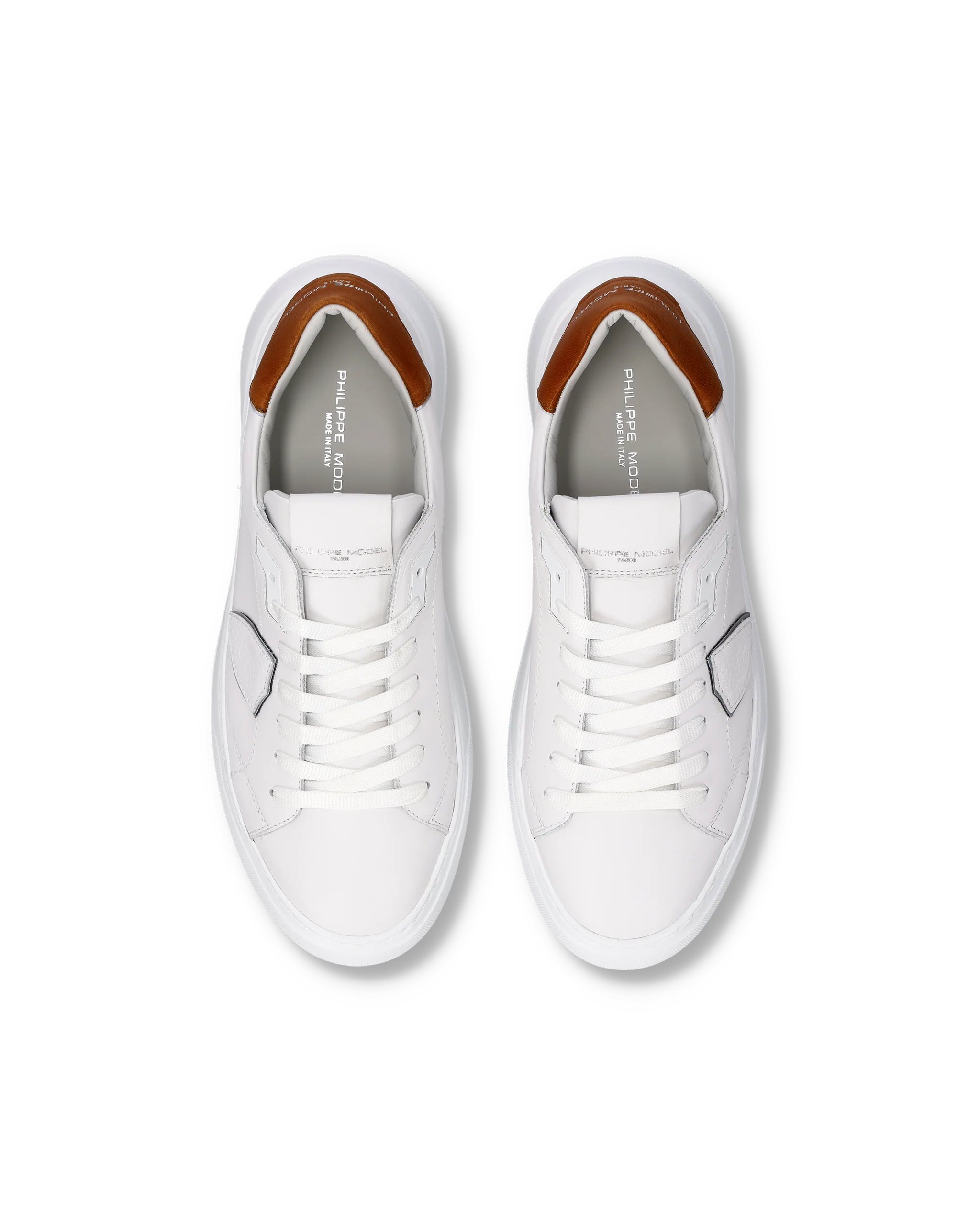 Sneakers Temple Tennis Men, White Cognac - Image 4