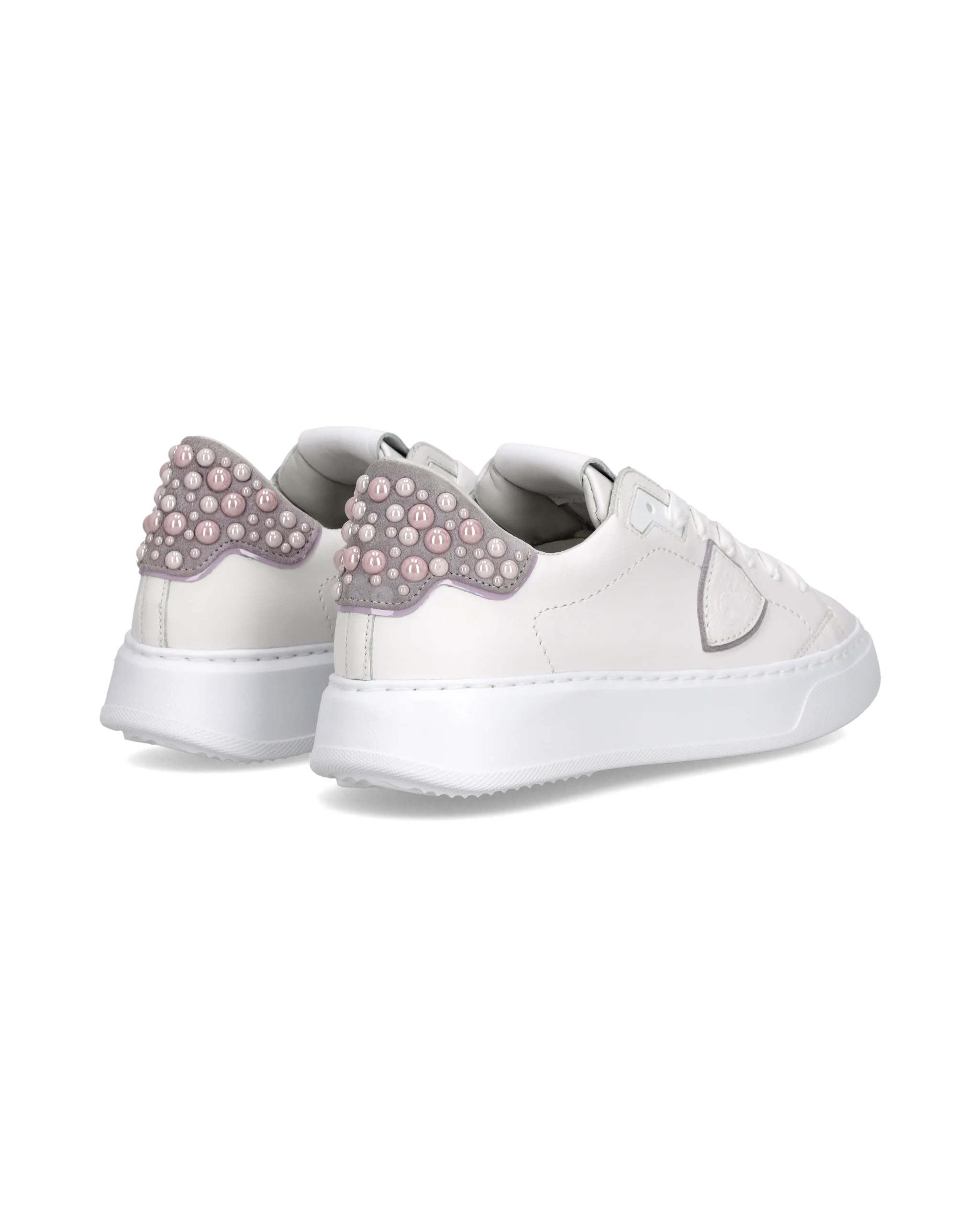 Sneakers Temple Tennis Women, White Pink with pearls - Image 3