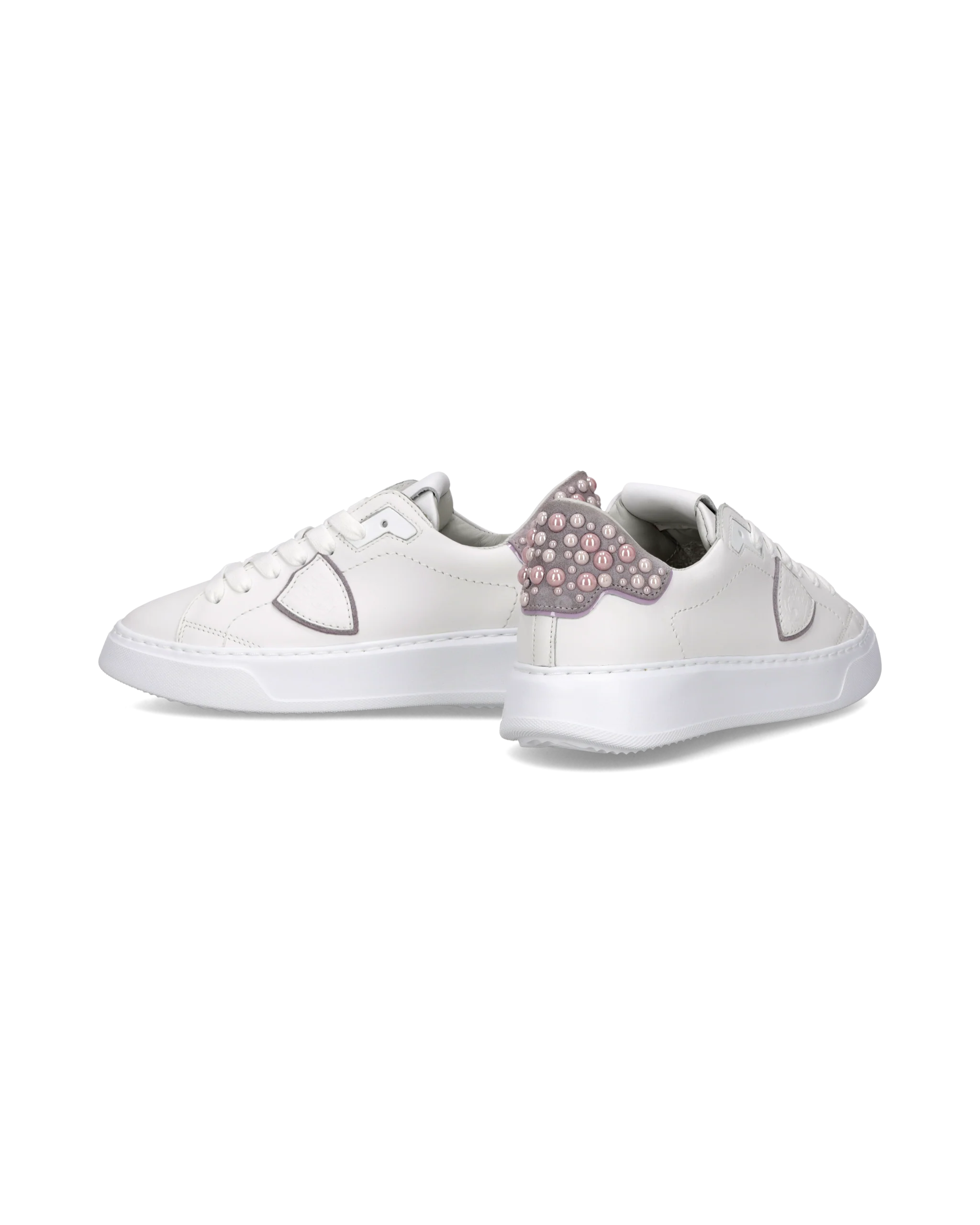 Sneakers Temple Tennis Women, White Pink with pearls - Image 6