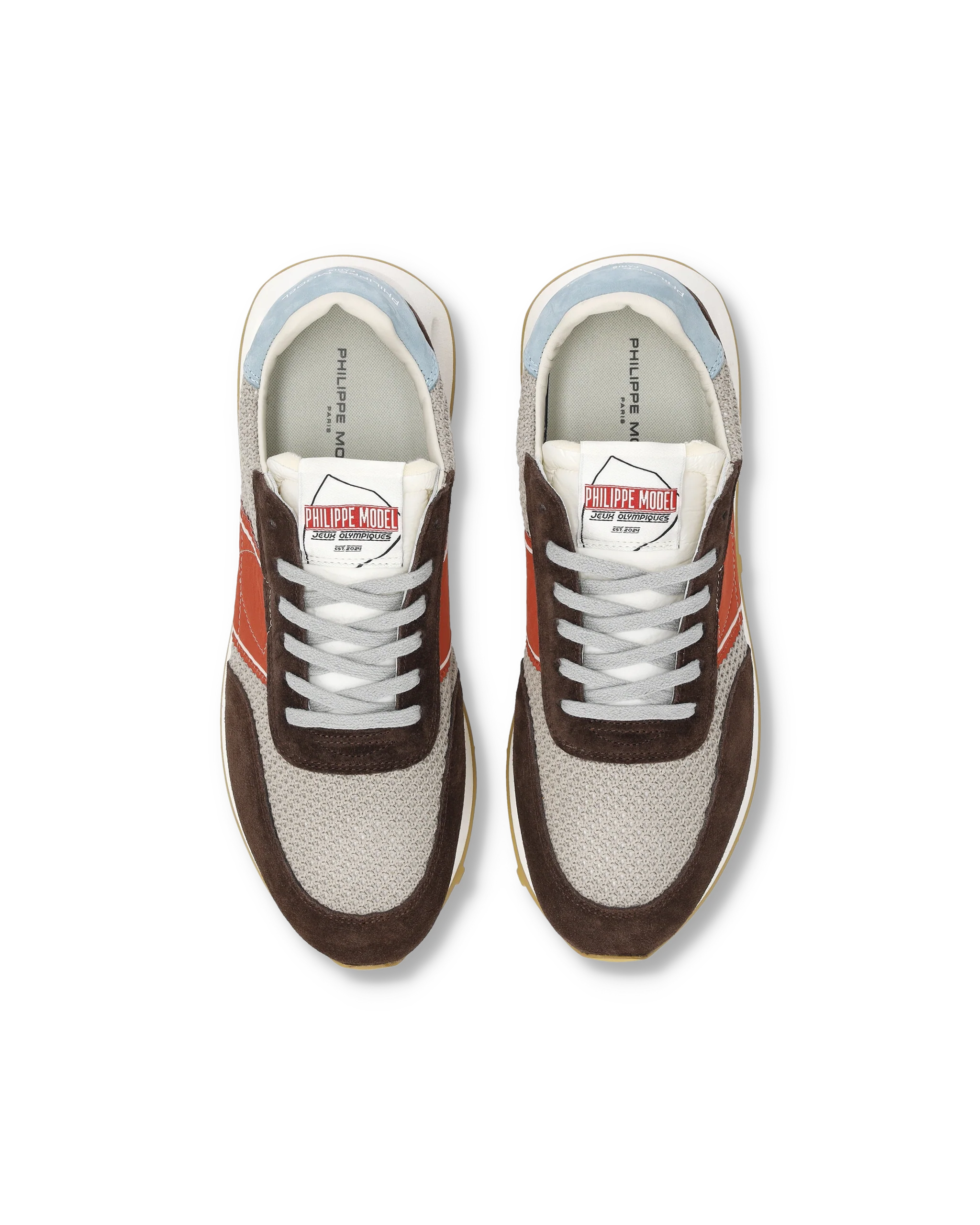 Sneakers Running Tour Men, Beige Brown Red - Image 4