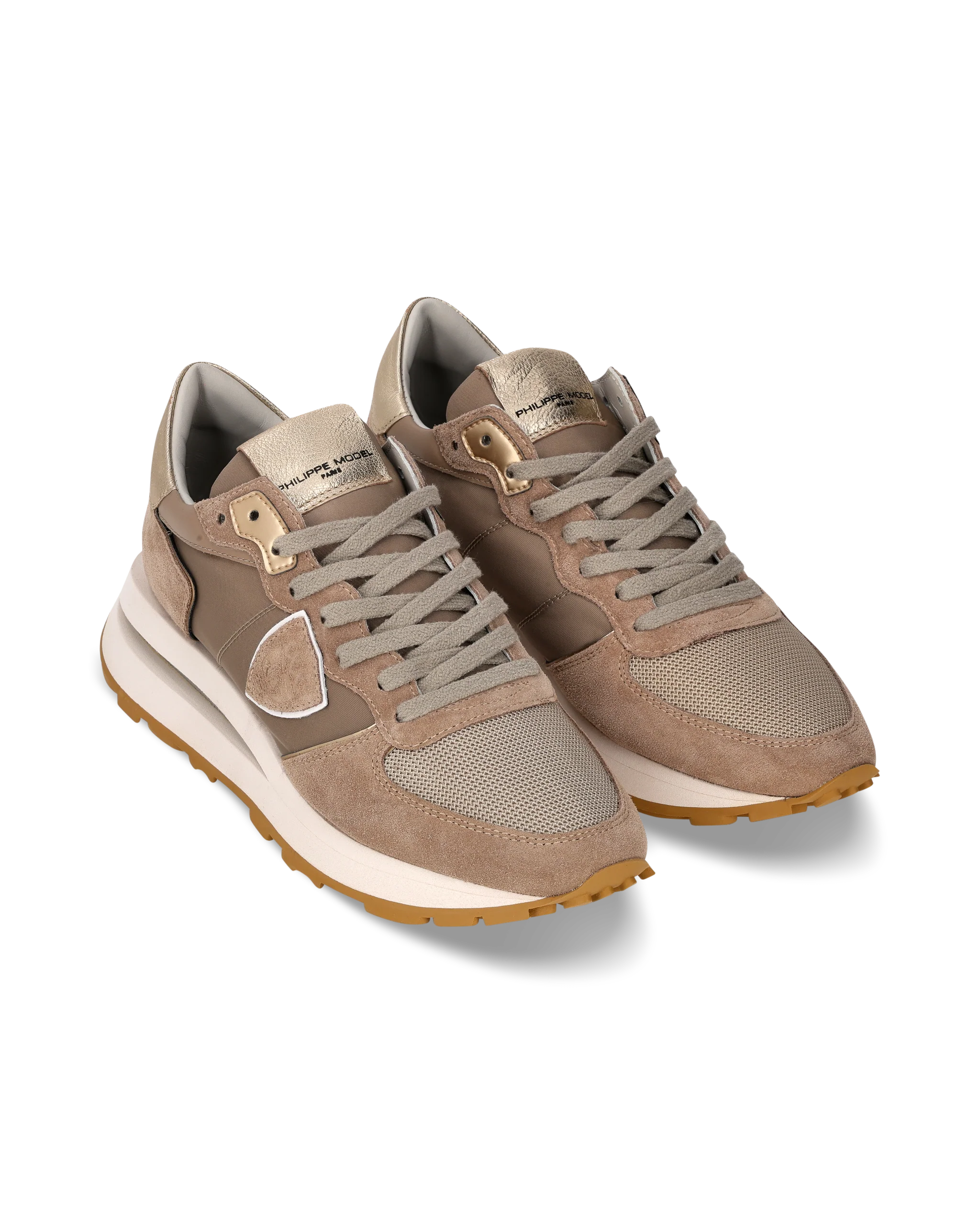 Sneakers Tropez Haute Running Women with metallic leather, Beige - Image 2