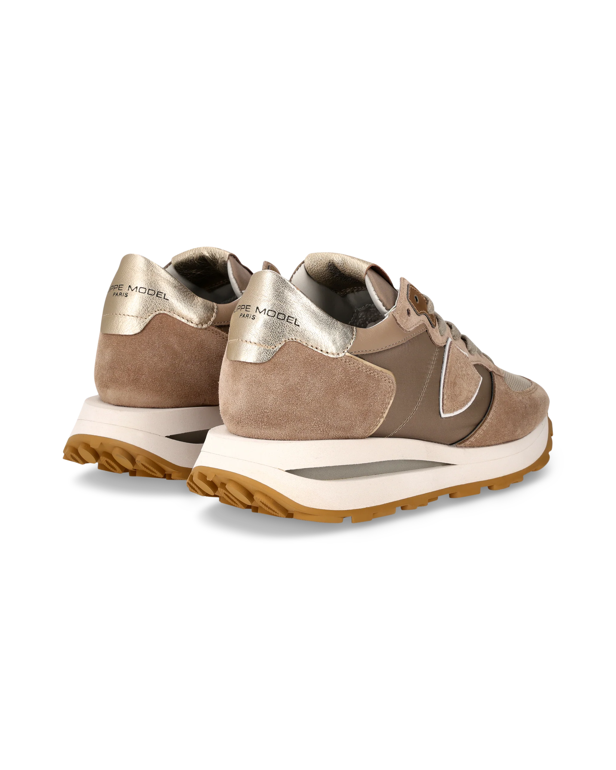Sneakers Tropez Haute Running Women with metallic leather, Beige - Image 3