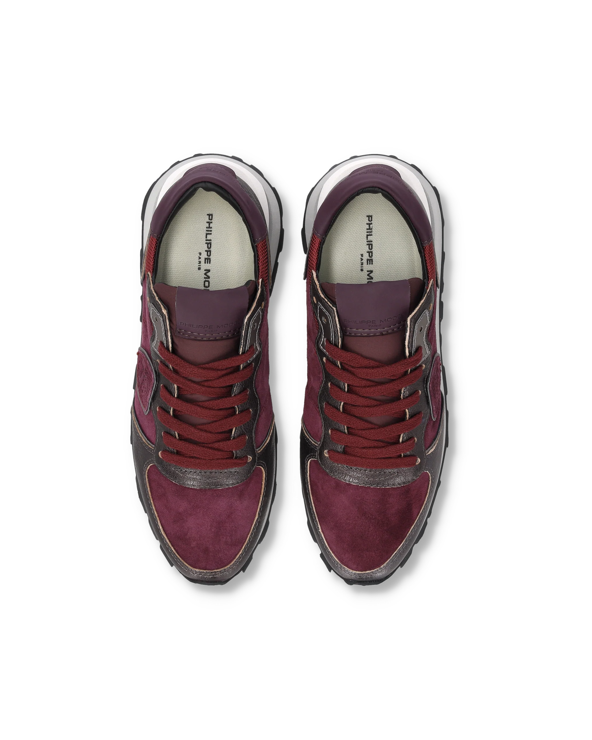 Sneakers Tropez Haute Running Women with Faux Fur Lining, Burgundy Grey - Image 4