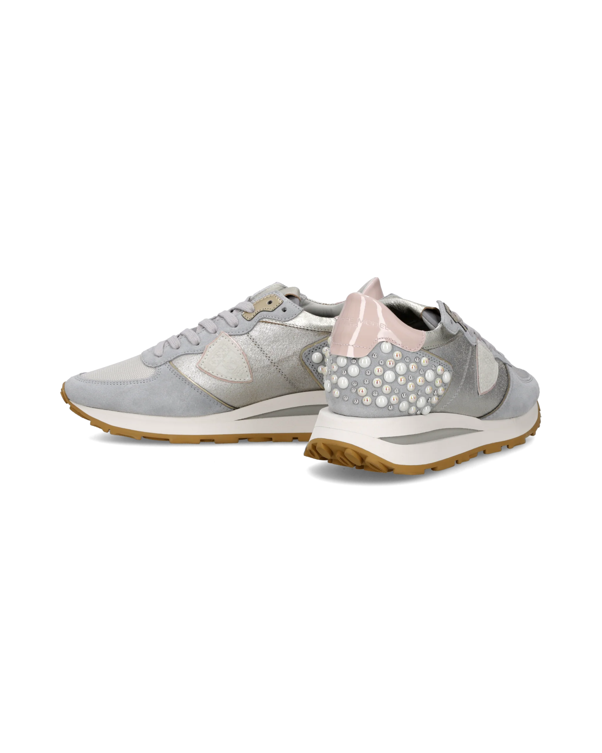Sneakers Tropez Haute Running Women, Pink Silver with Pearls - Image 6