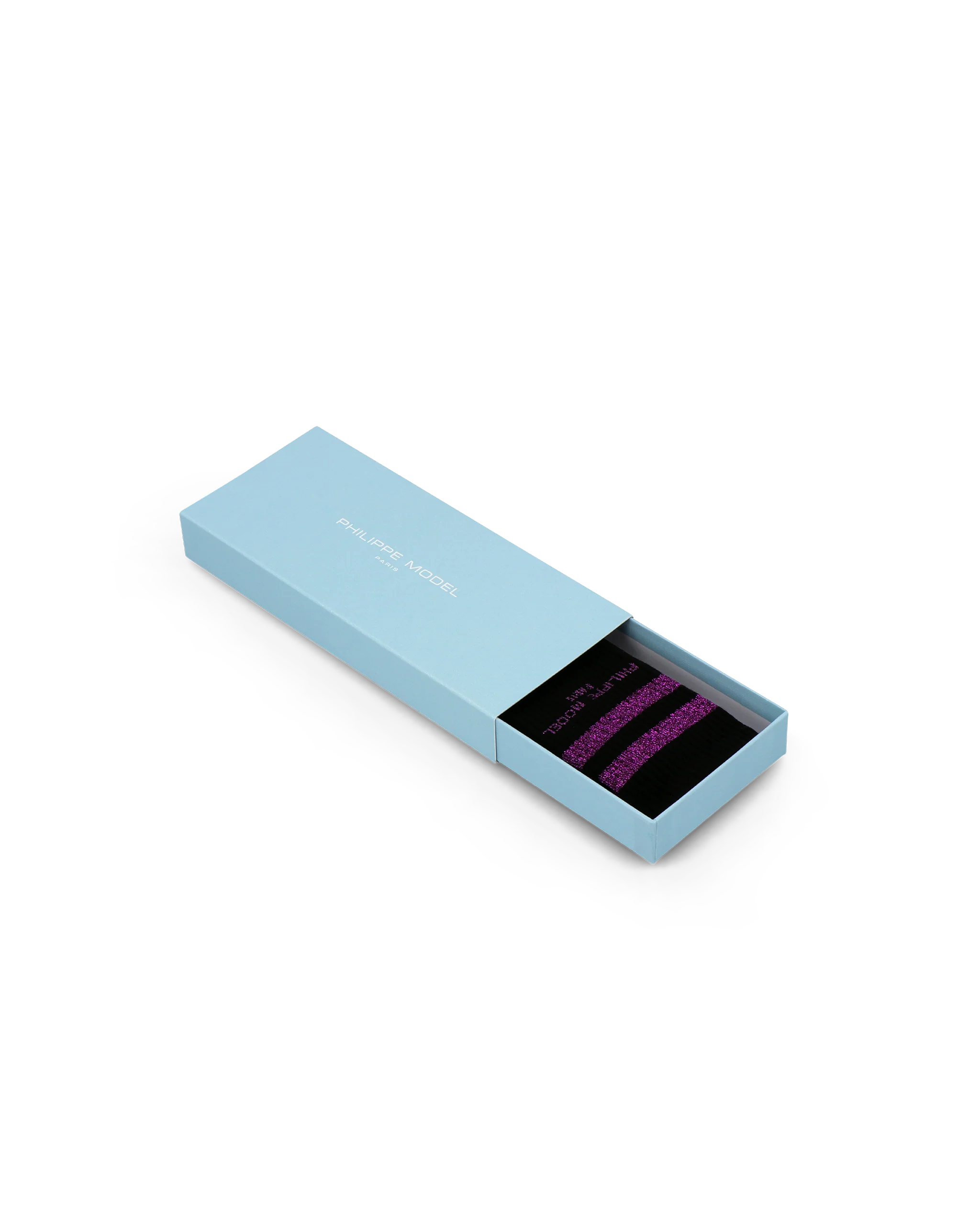 Socks in Cotton, Black Purple - Image 2