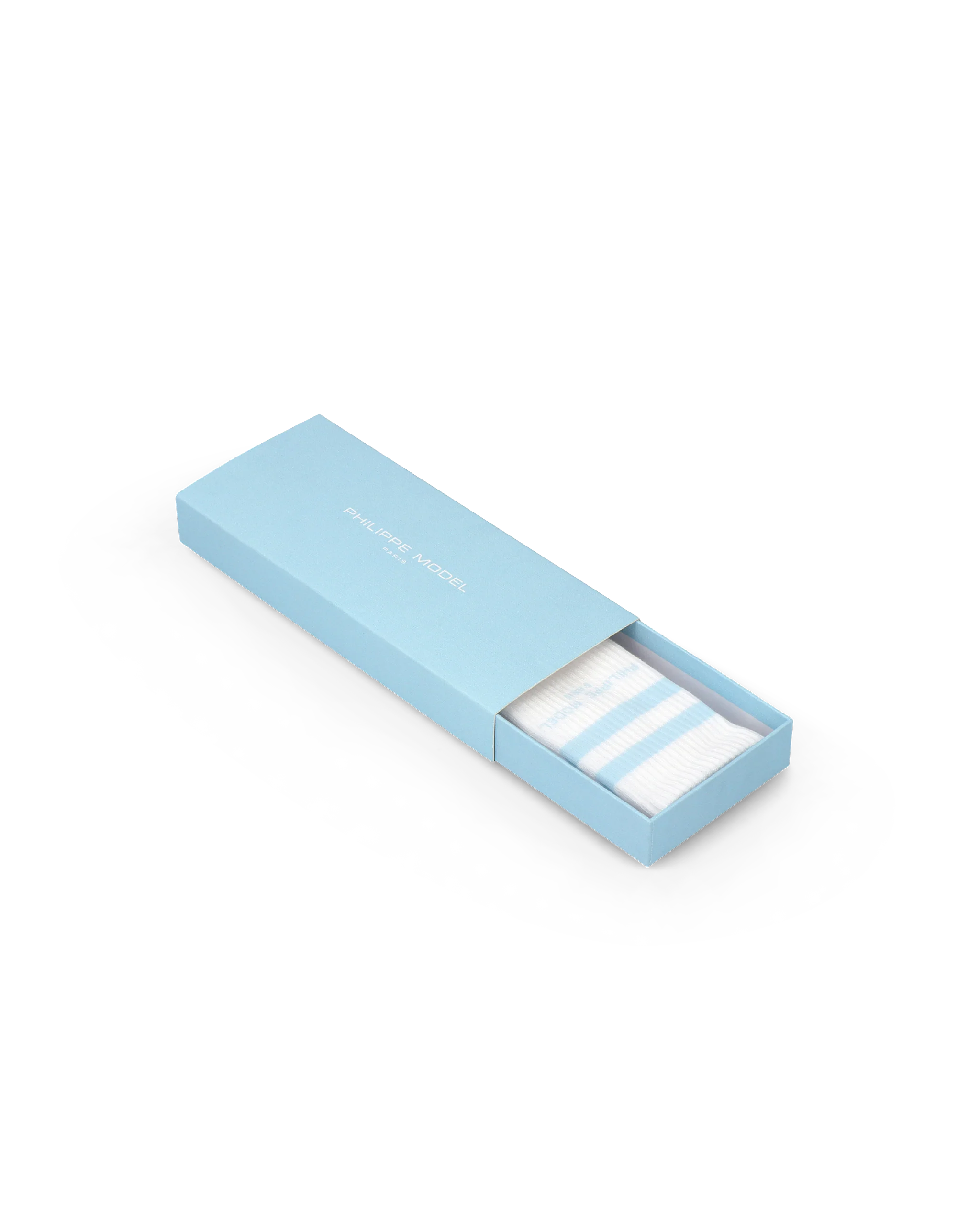 Socks in Cotton, White Light Blue - Image 2